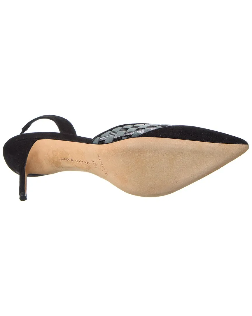 Manolo Blahnik Mingosli 70 Suede & Mesh Slingback Pump Shoes_Manolo-Blahnik
