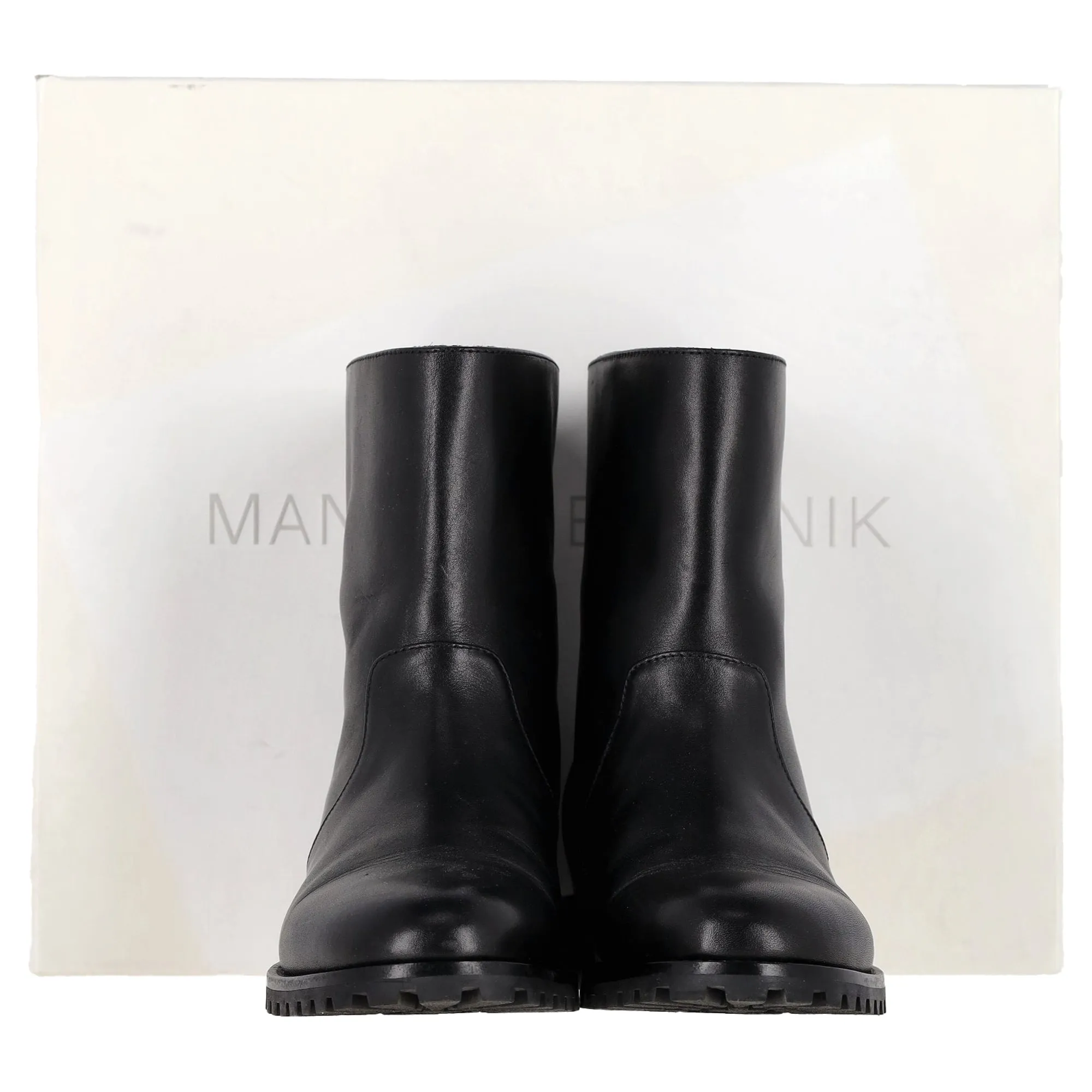 Manolo Blahnik Motosa Ankle Boots in Black Calf Leather Shoes_Manolo-Blahnik