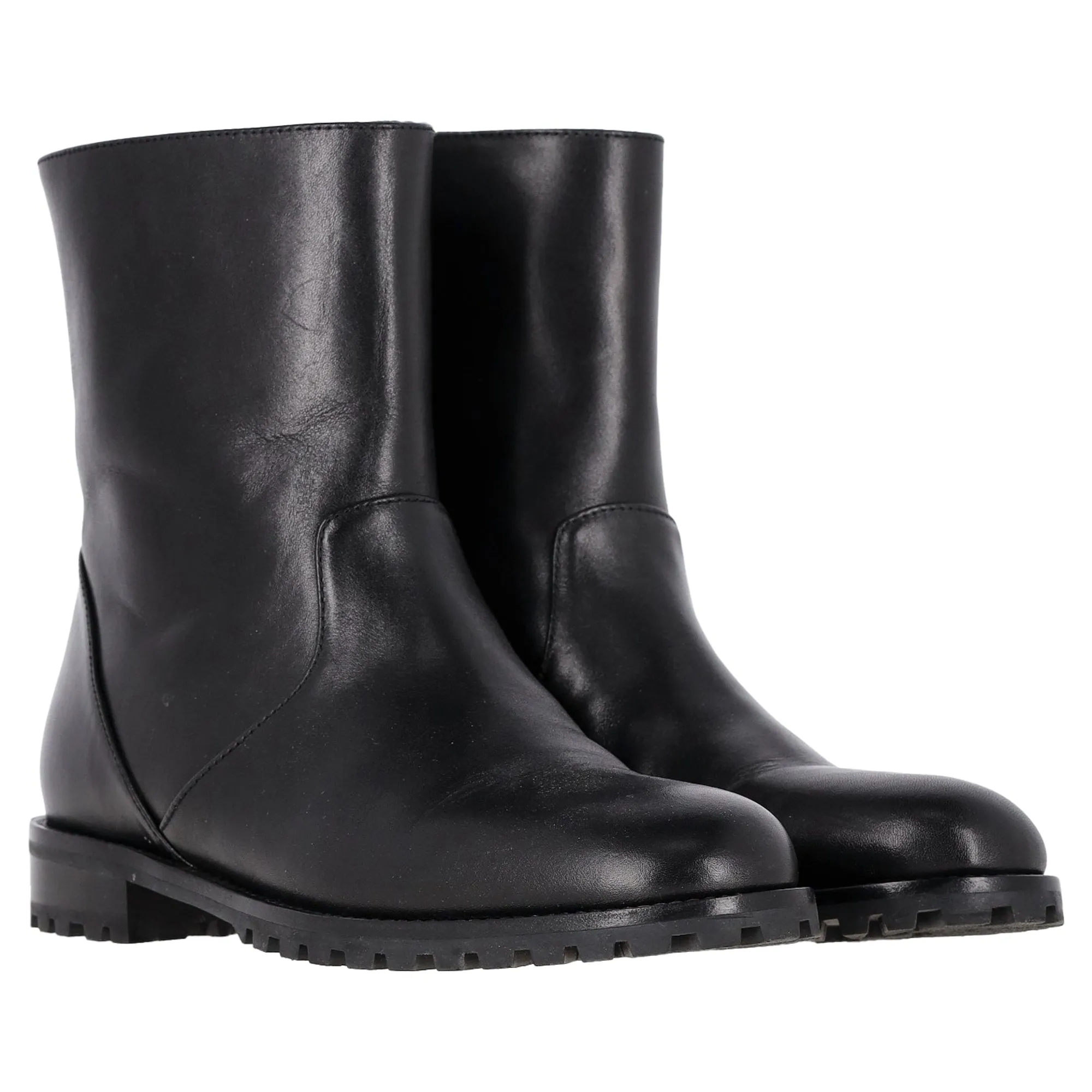 Manolo Blahnik Motosa Ankle Boots in Black Calf Leather Shoes_Manolo-Blahnik