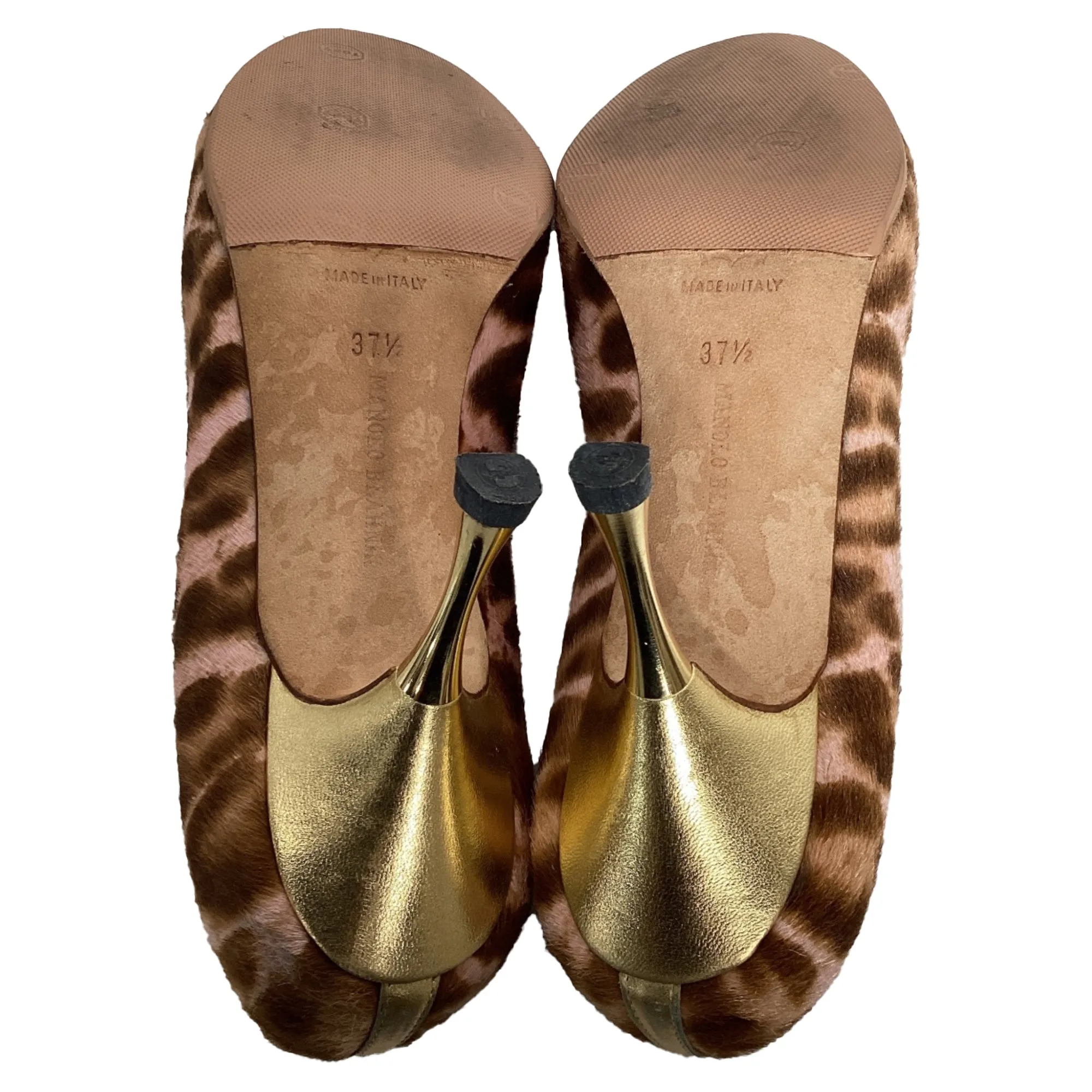 Manolo Blahnik Peep-Toe Pumps in Animal Print Pony Hair Shoes_Manolo-Blahnik