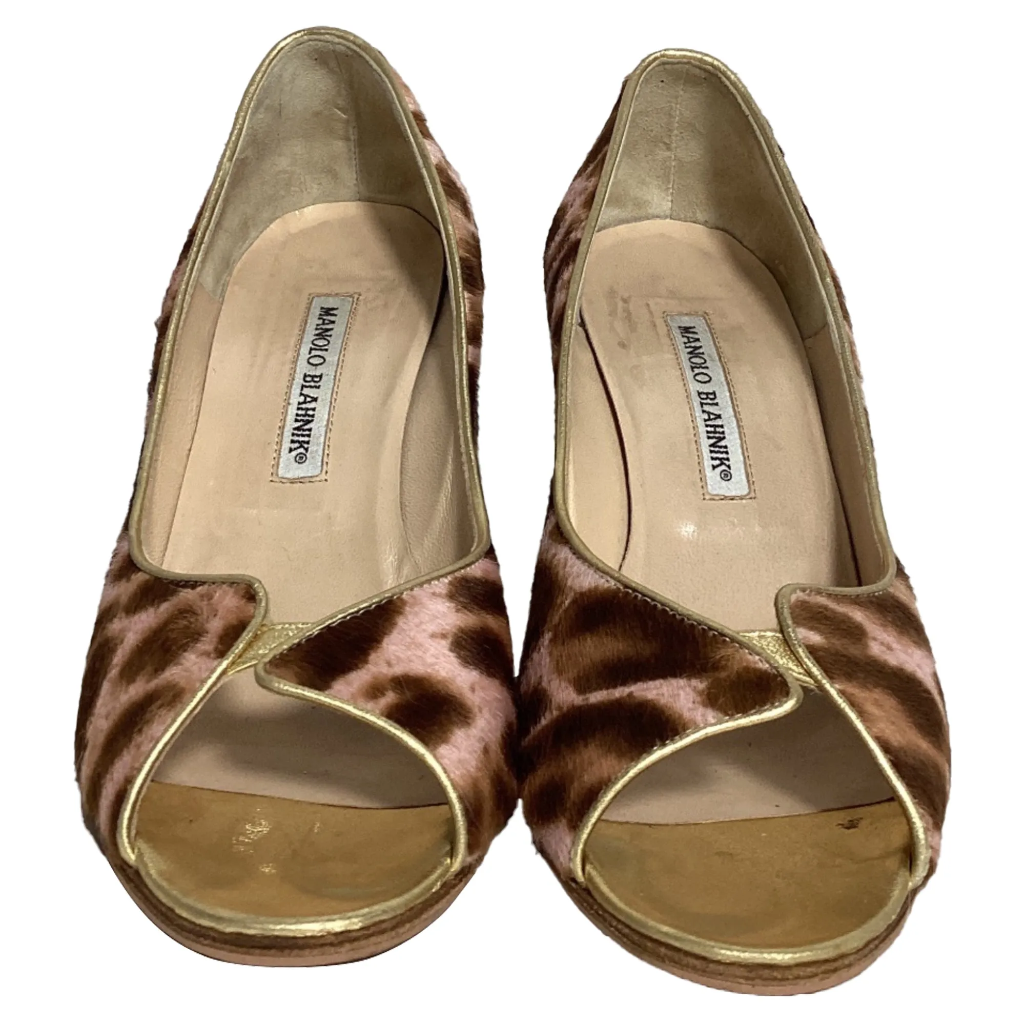 Manolo Blahnik Peep-Toe Pumps in Animal Print Pony Hair Shoes_Manolo-Blahnik