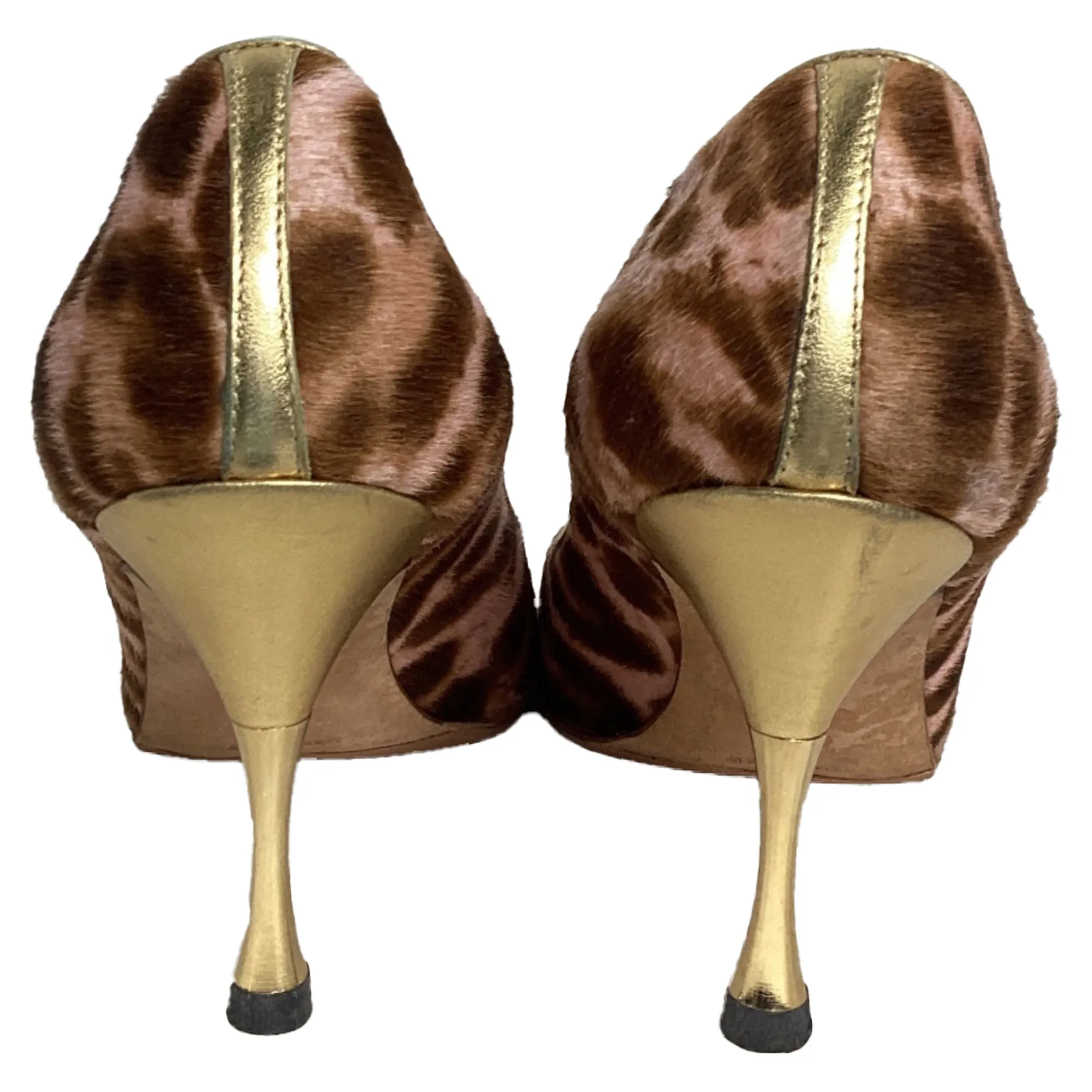 Manolo Blahnik Peep-Toe Pumps in Animal Print Pony Hair Shoes_Manolo-Blahnik