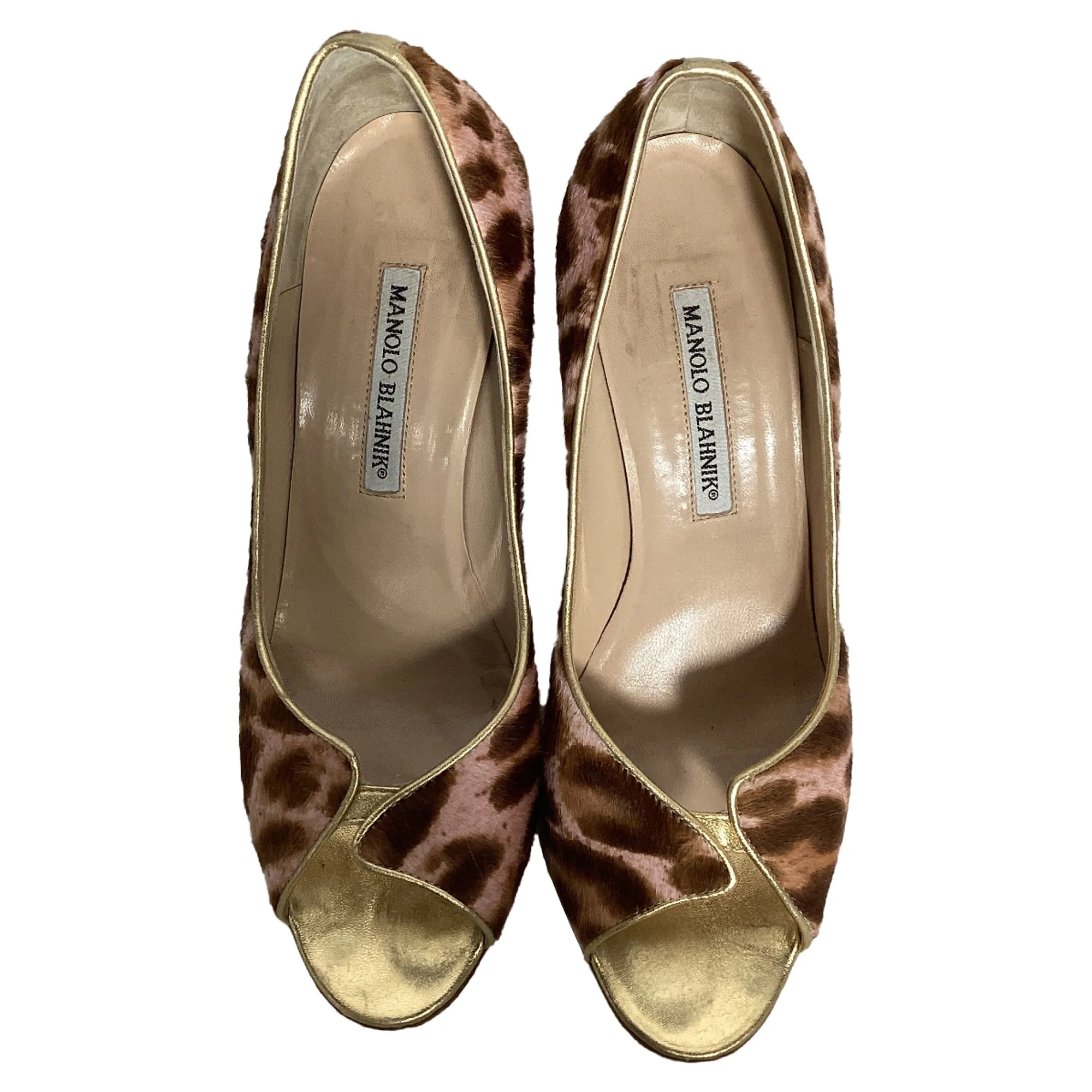 Manolo Blahnik Peep-Toe Pumps in Animal Print Pony Hair Shoes_Manolo-Blahnik