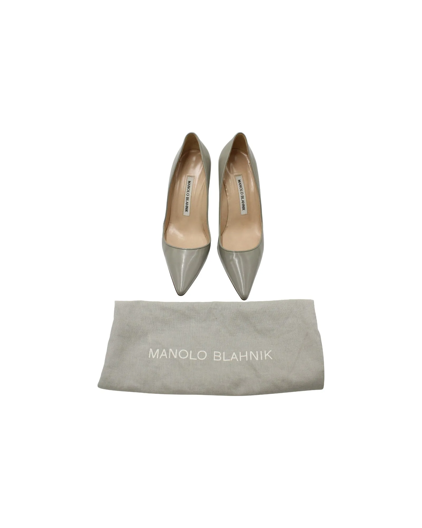 Manolo Blahnik Pointed Pumps in Grey Leather Shoes_Manolo-Blahnik