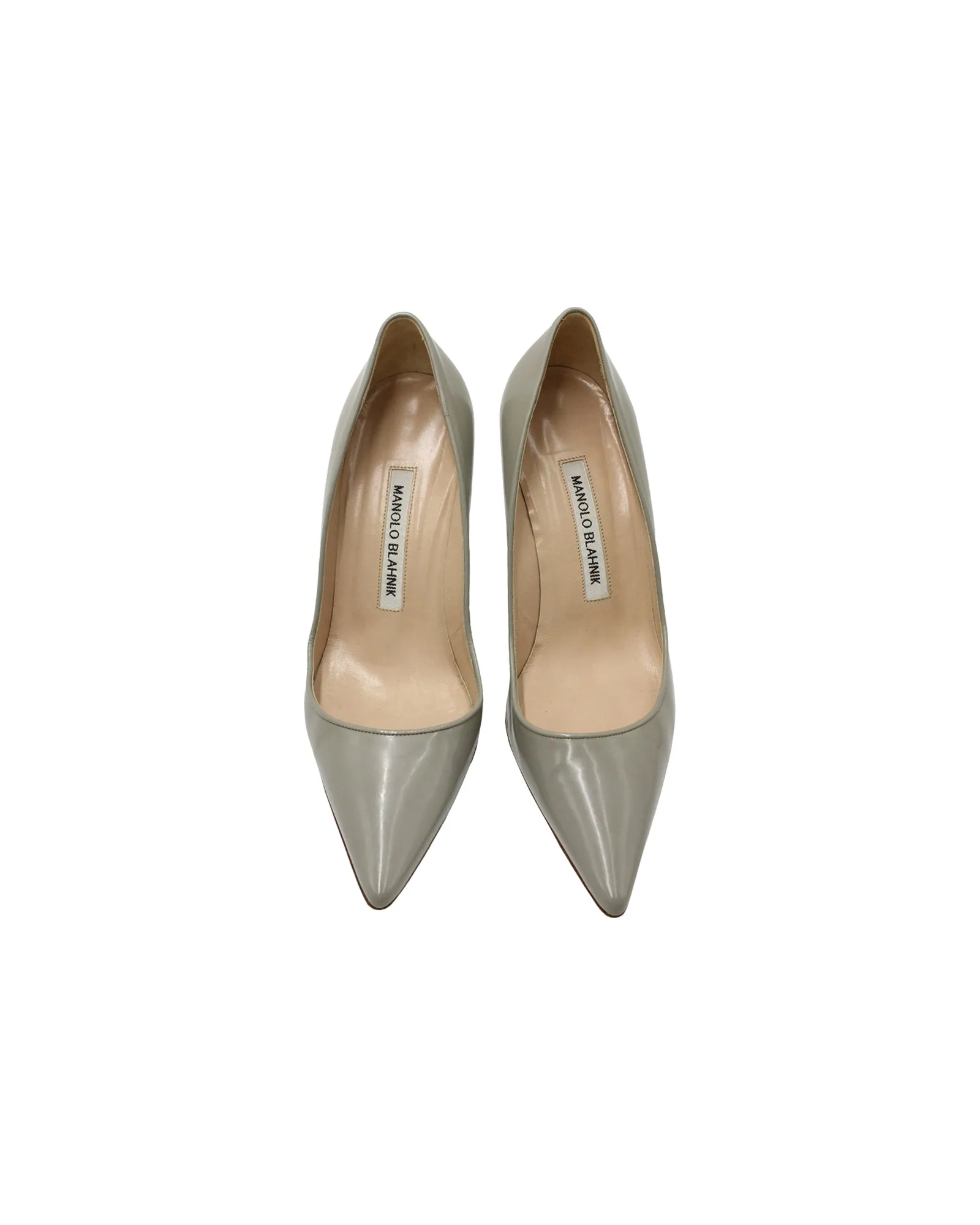 Manolo Blahnik Pointed Pumps in Grey Leather Shoes_Manolo-Blahnik