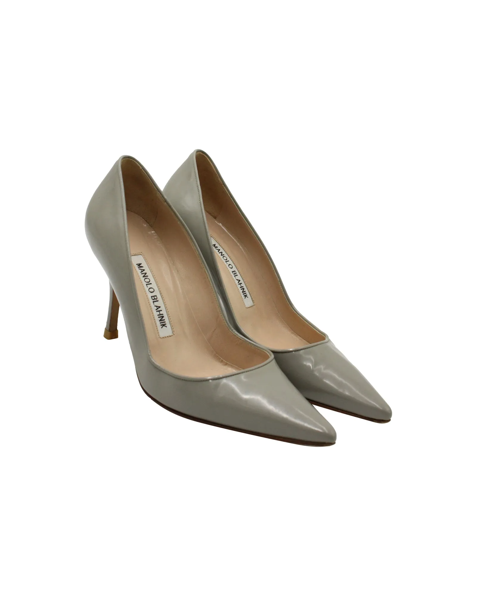 Manolo Blahnik Pointed Pumps in Grey Leather Shoes_Manolo-Blahnik