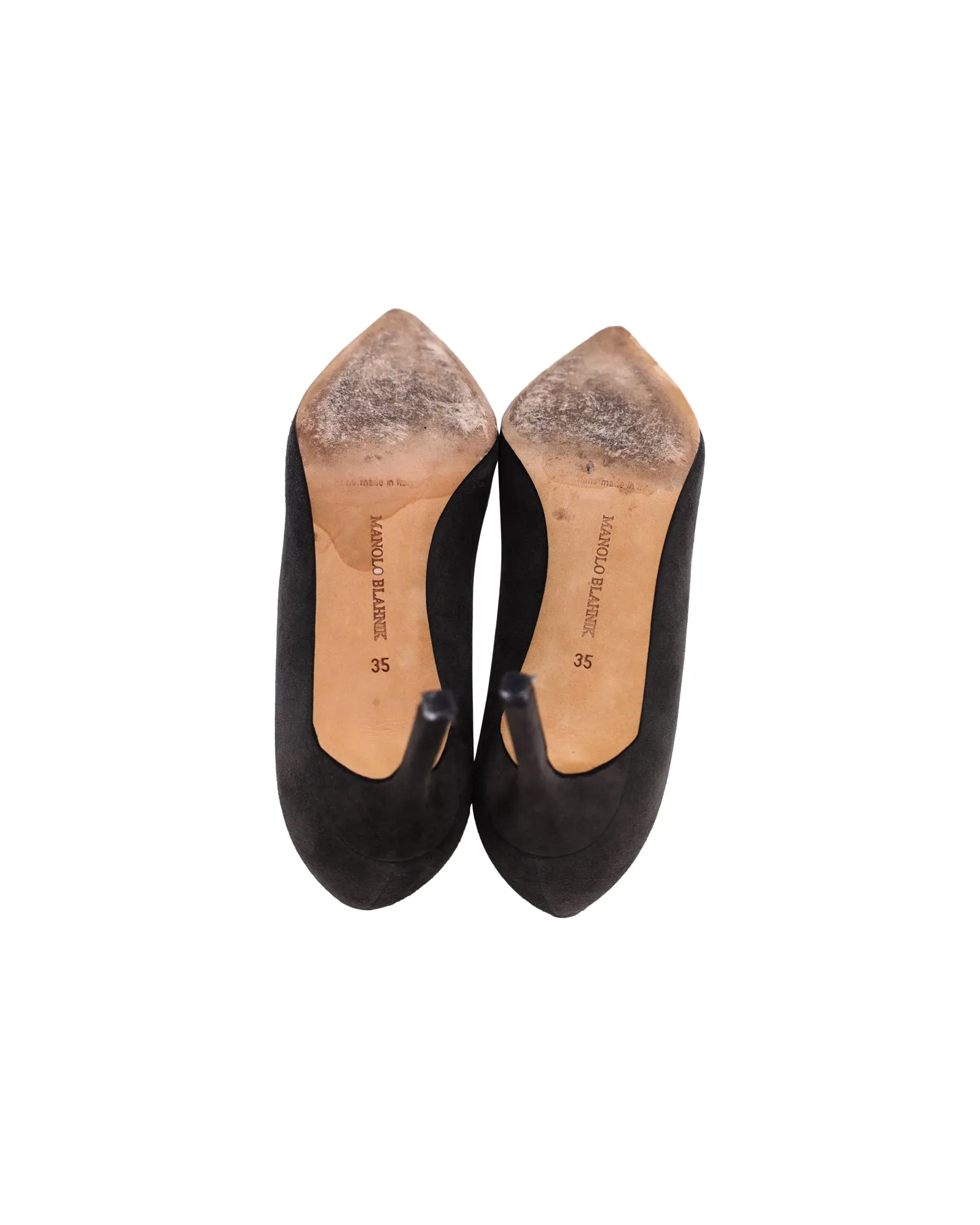 Manolo Blahnik Pointed Pumps in Grey Suede Shoes_Manolo-Blahnik