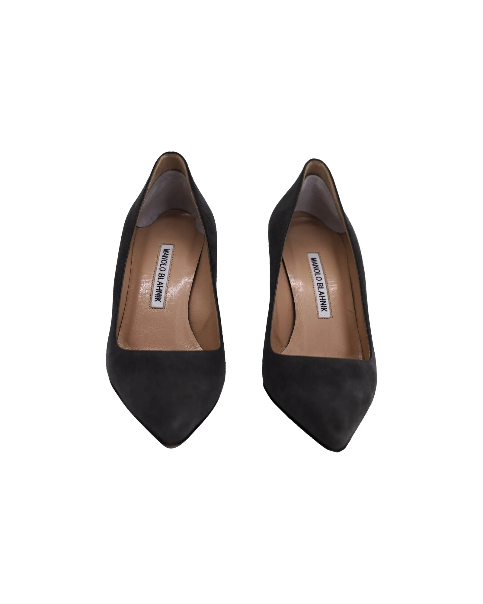 Manolo Blahnik Pointed Pumps in Grey Suede Shoes_Manolo-Blahnik