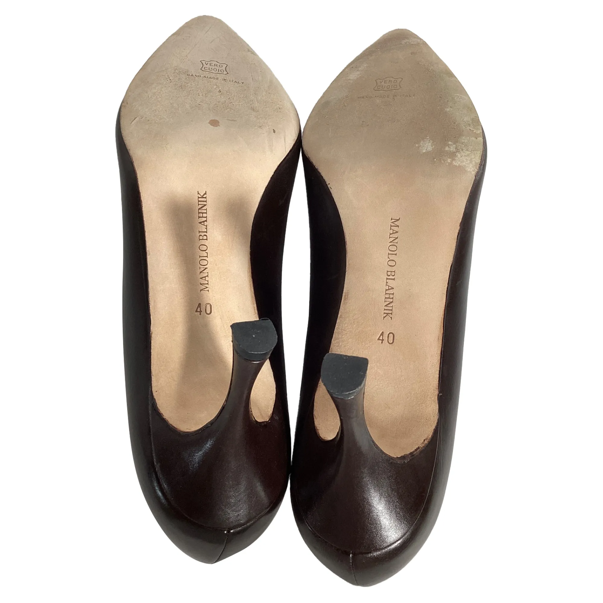 Manolo Blahnik Pointed Toe Pumps in Black Leather Shoes_Manolo-Blahnik