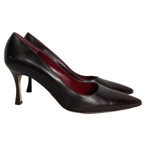 Manolo Blahnik Pointed Toe Pumps in Black Leather Shoes_Manolo-Blahnik