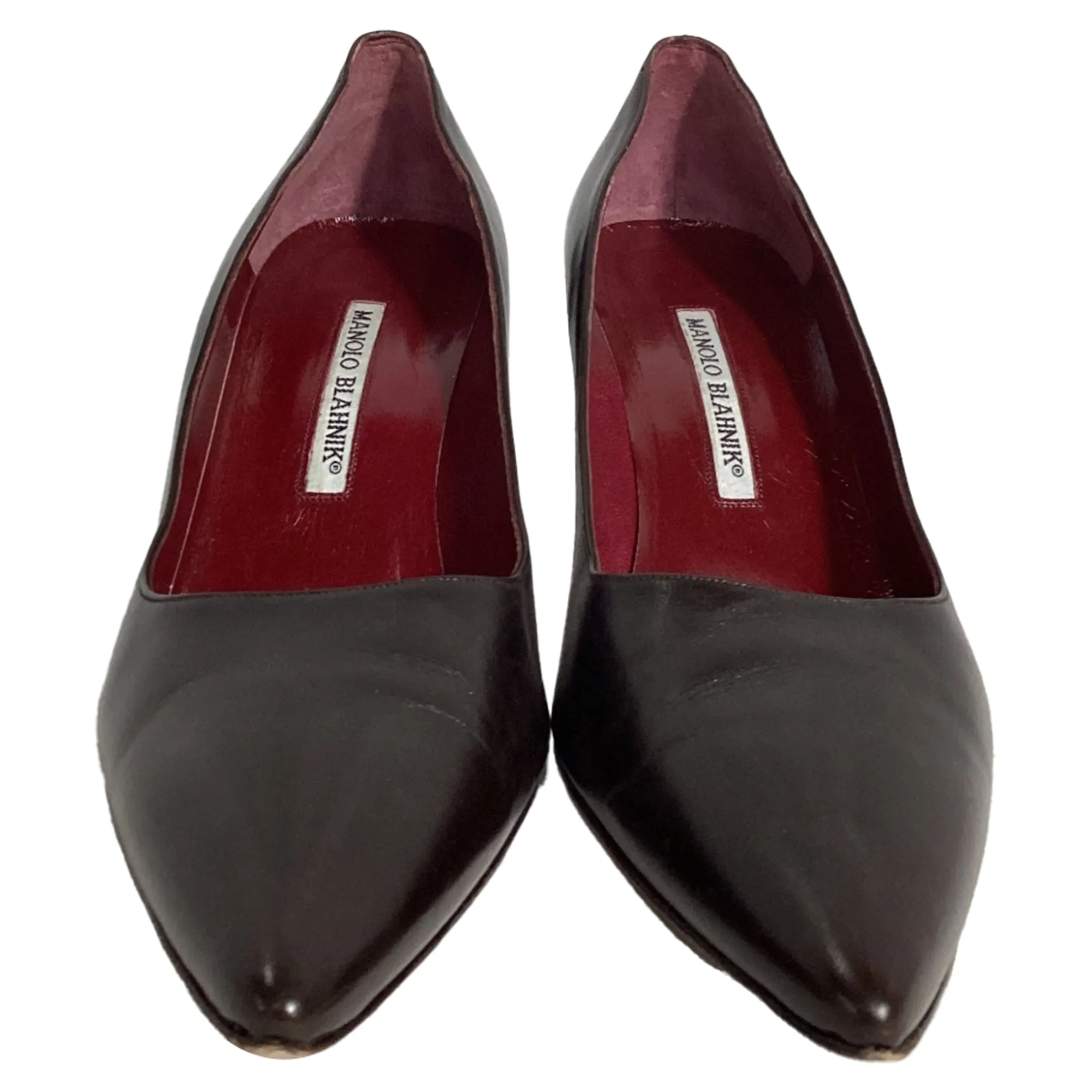 Manolo Blahnik Pointed Toe Pumps in Black Leather Shoes_Manolo-Blahnik