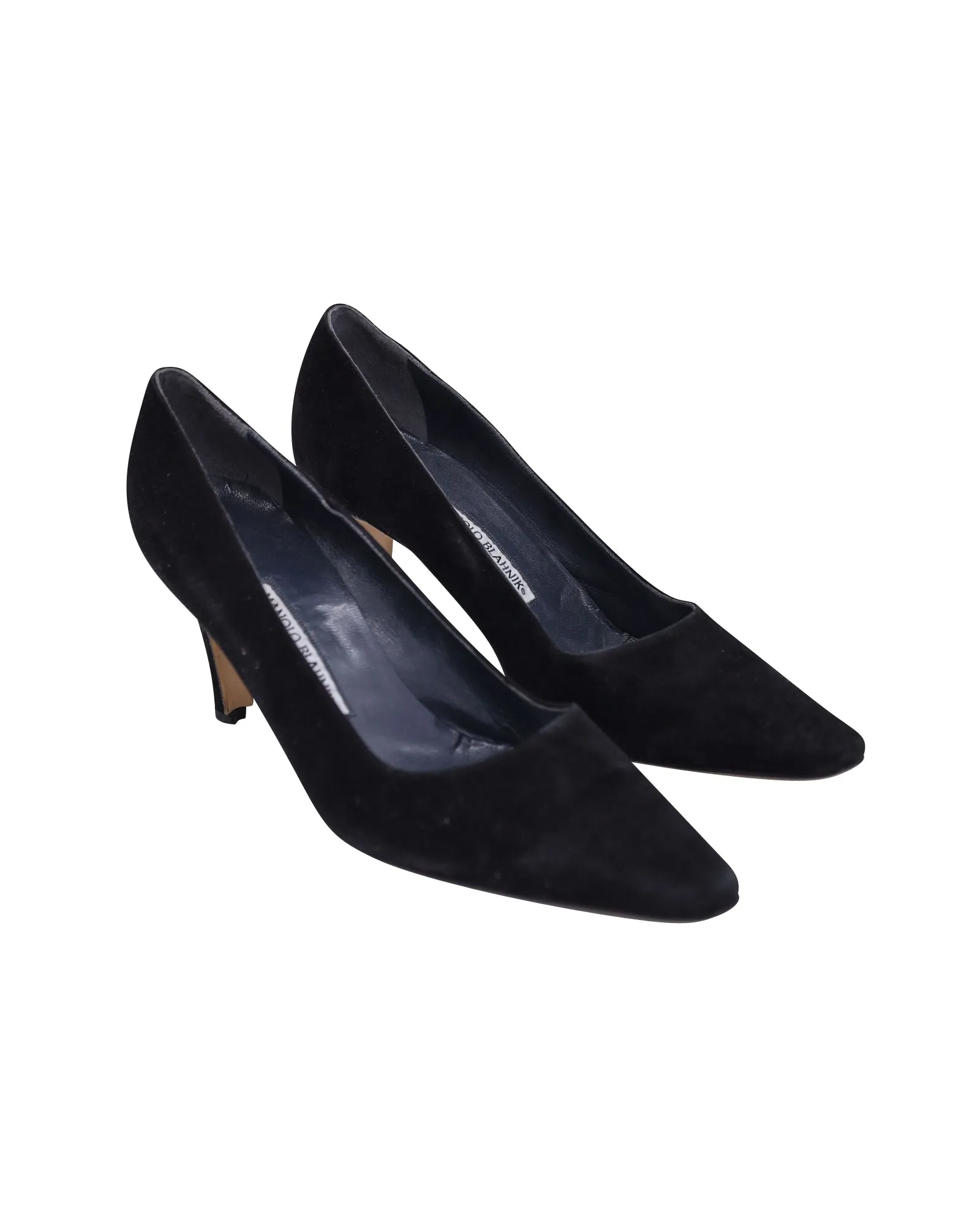 Manolo Blahnik Pointed-Toe Pumps in Black Suede Shoes_Manolo-Blahnik