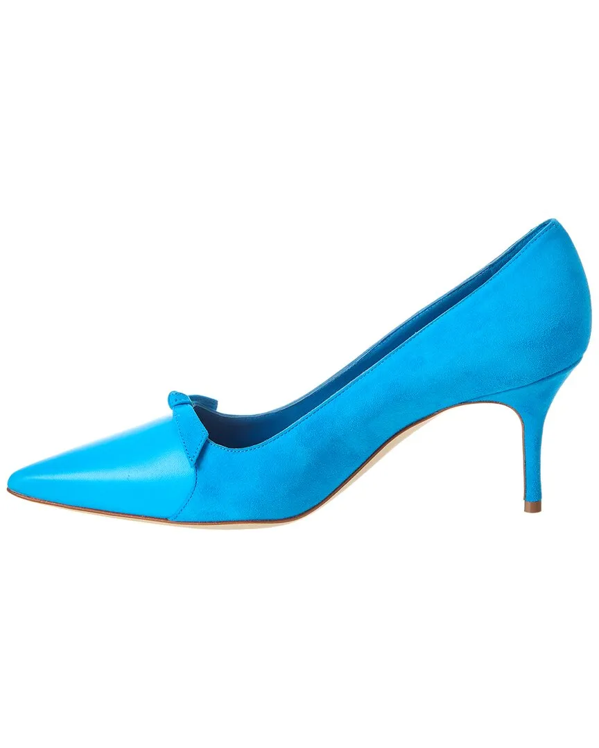 Manolo Blahnik Rinialo Bow 70 Suede & Leather Pump Shoes_Manolo-Blahnik