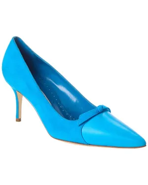 Manolo Blahnik Rinialo Bow 70 Suede & Leather Pump Shoes_Manolo-Blahnik