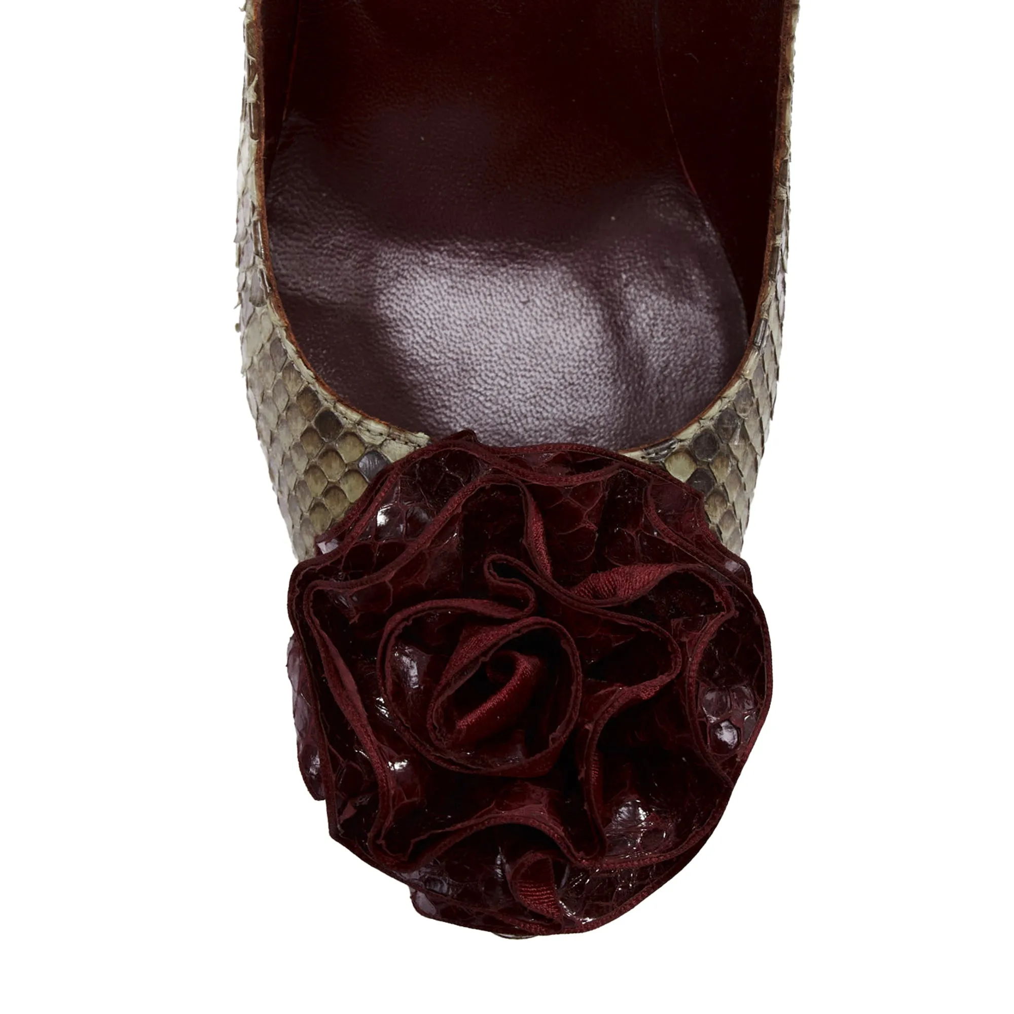 Manolo Blahnik Scaled Leather Rose Applique Pumps Shoes_Manolo-Blahnik