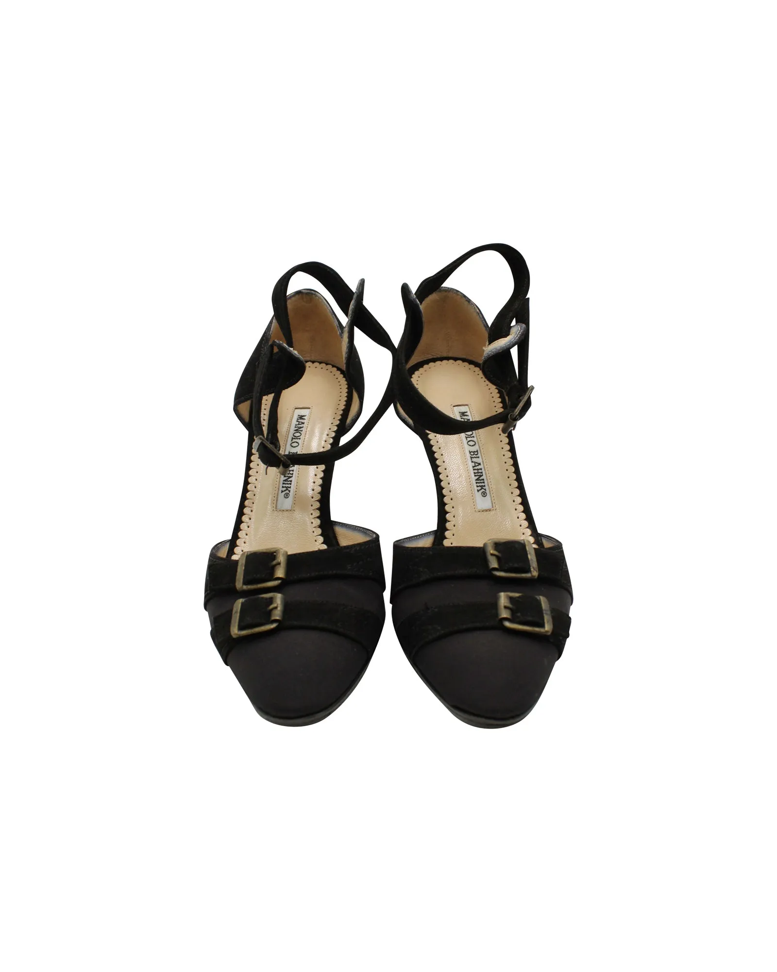 Manolo Blahnik Slingback Mid Heel Sandals in Black Suede Shoes_Manolo-Blahnik