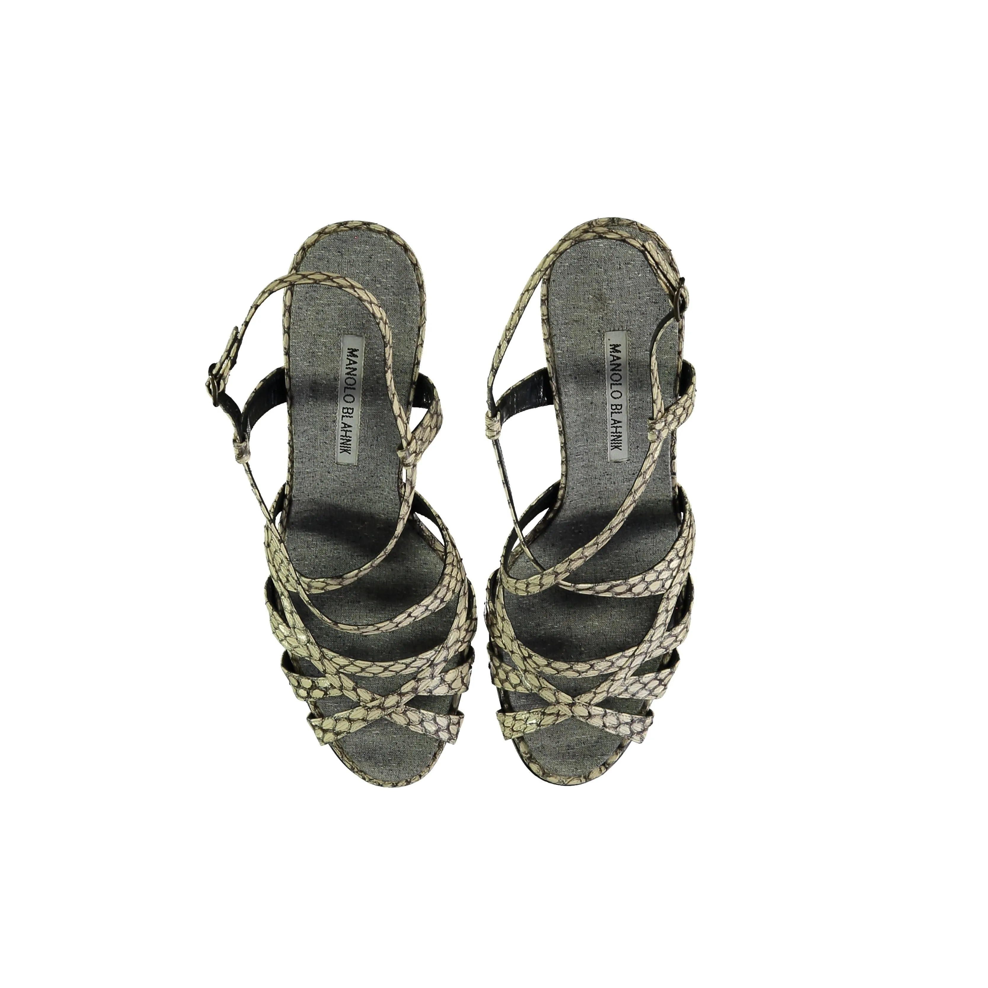 Manolo Blahnik Snakeskin Strappy Heel Sandals Shoes_Manolo-Blahnik
