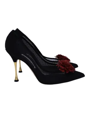 Manolo Blahnik Sohemias 105 Pointed-Toe Pumps in Black Mesh Shoes_Manolo-Blahnik