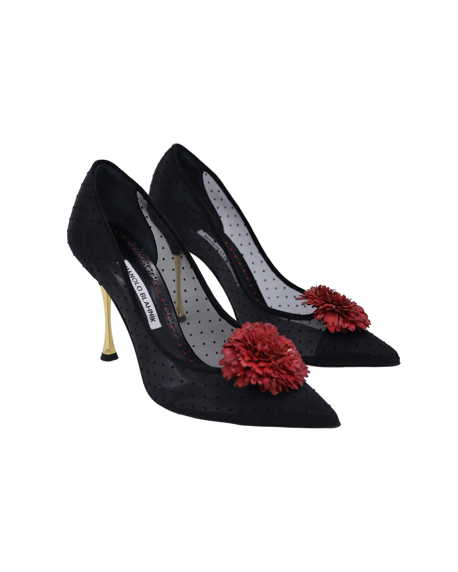 Manolo Blahnik Sohemias 105 Pointed-Toe Pumps in Black Mesh Shoes_Manolo-Blahnik