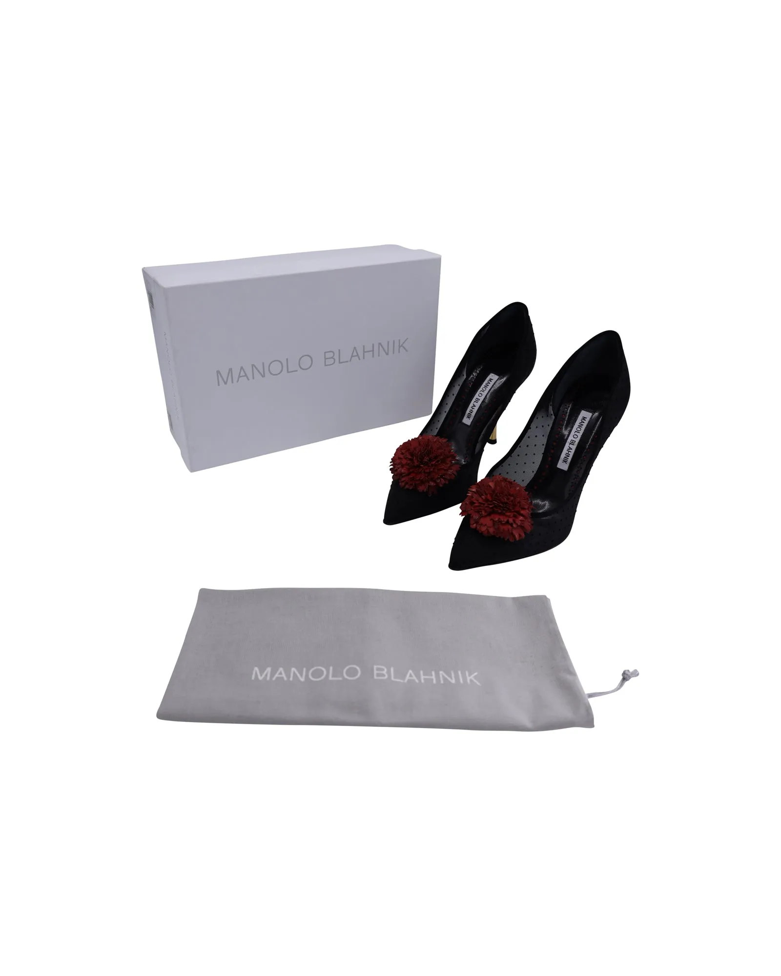 Manolo Blahnik Sohemias 105 Pointed-Toe Pumps in Black Mesh Shoes_Manolo-Blahnik