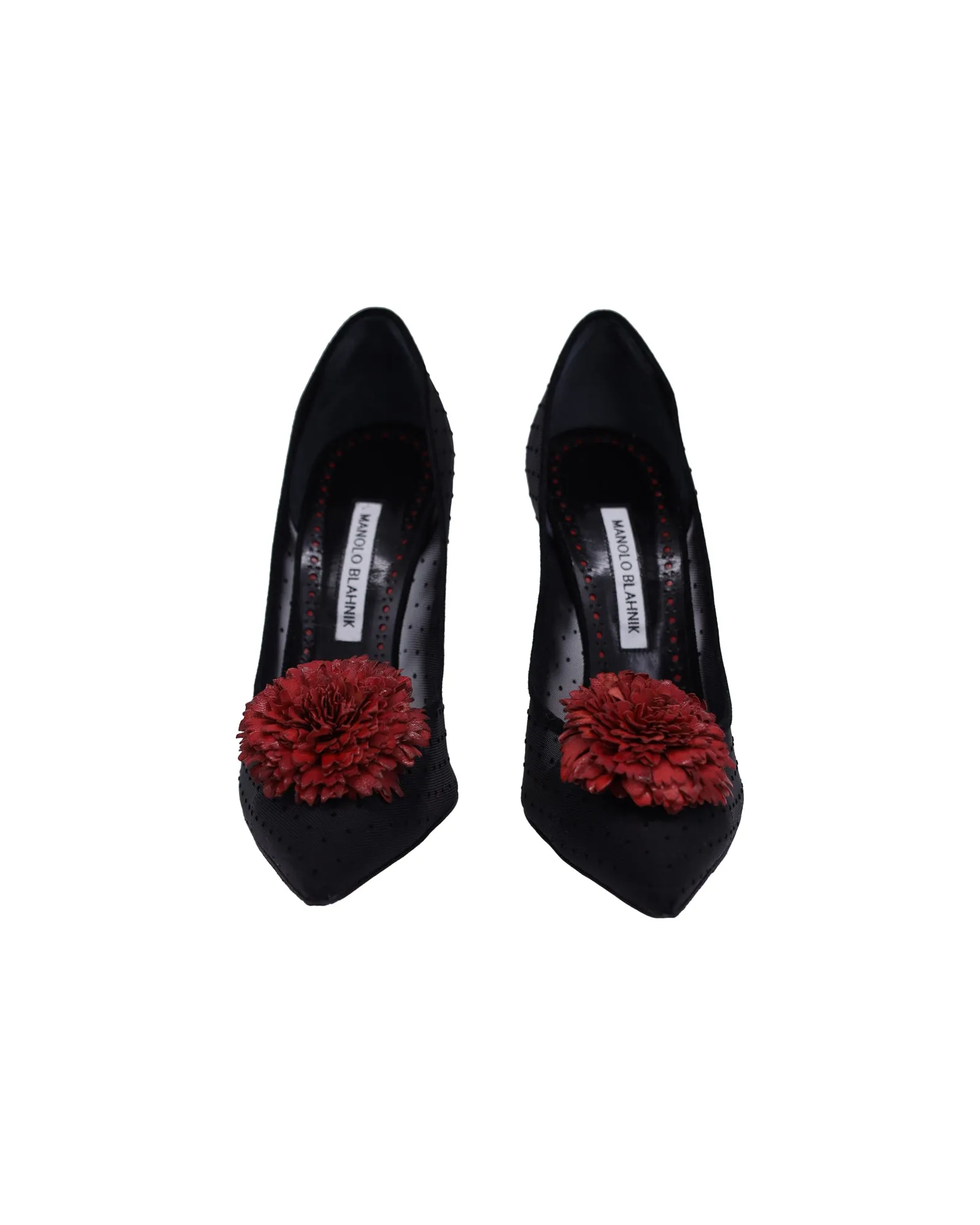 Manolo Blahnik Sohemias 105 Pointed-Toe Pumps in Black Mesh Shoes_Manolo-Blahnik