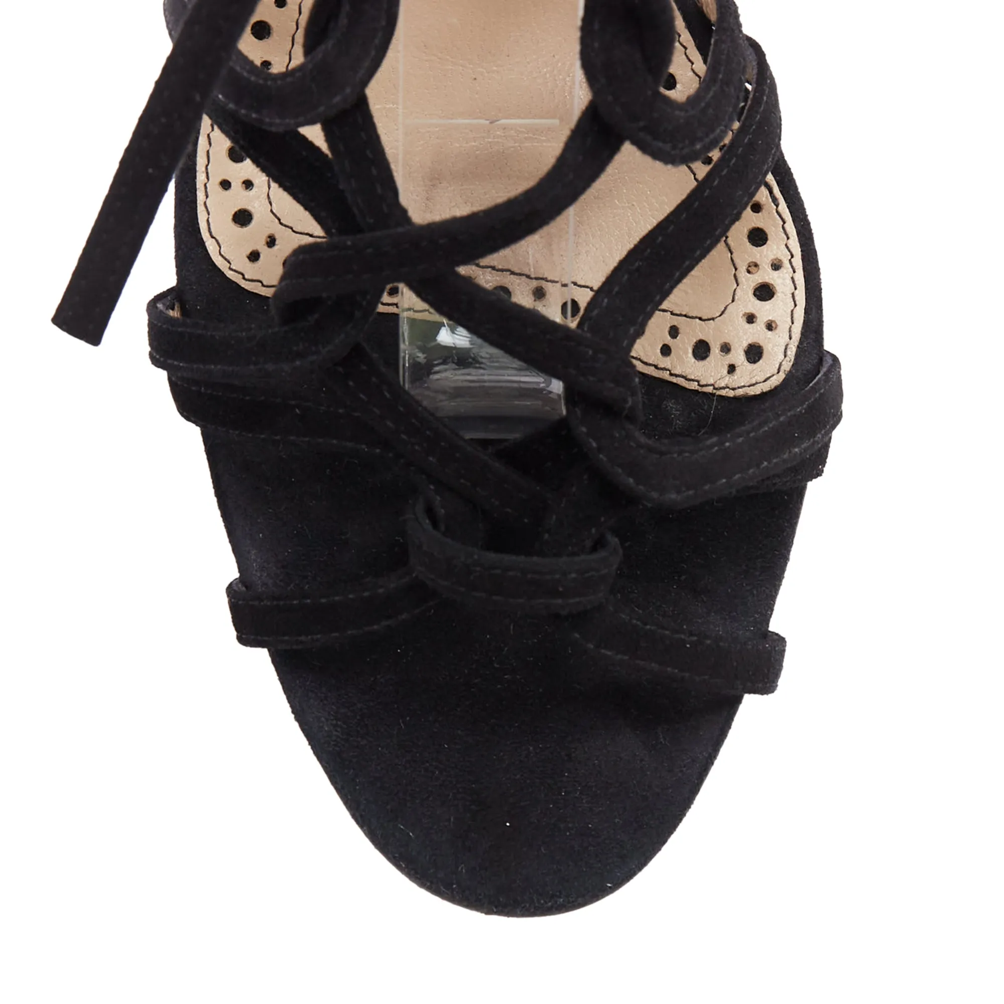 Manolo Blahnik suede leather lace up strappy block heels Shoes_Manolo-Blahnik