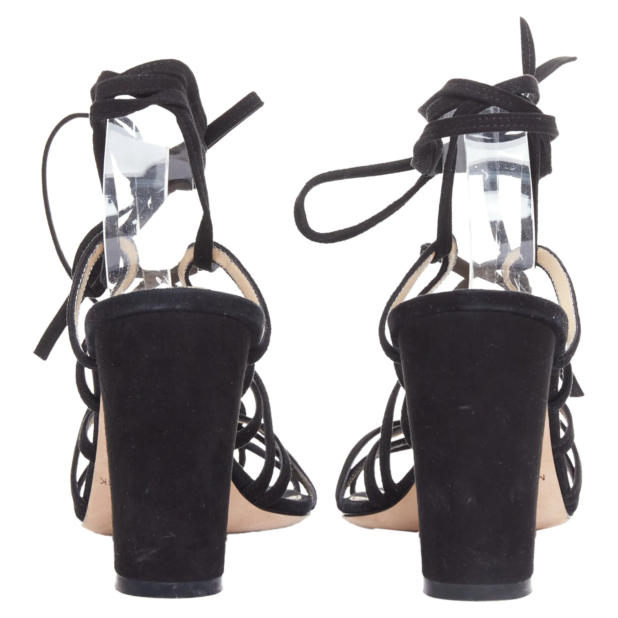 Manolo Blahnik suede leather lace up strappy block heels Shoes_Manolo-Blahnik