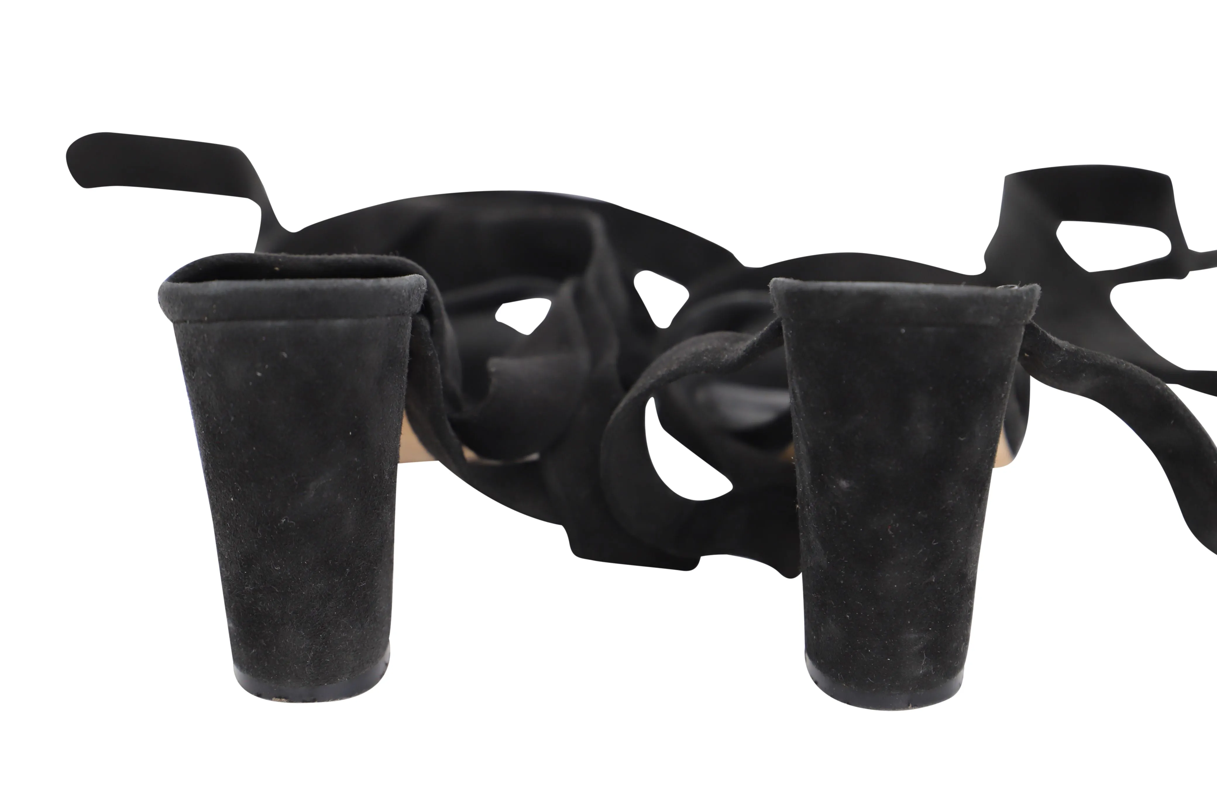 Manolo Blahnik Tondala Ankle Wrap Heels in Black Suede Shoes_Manolo-Blahnik