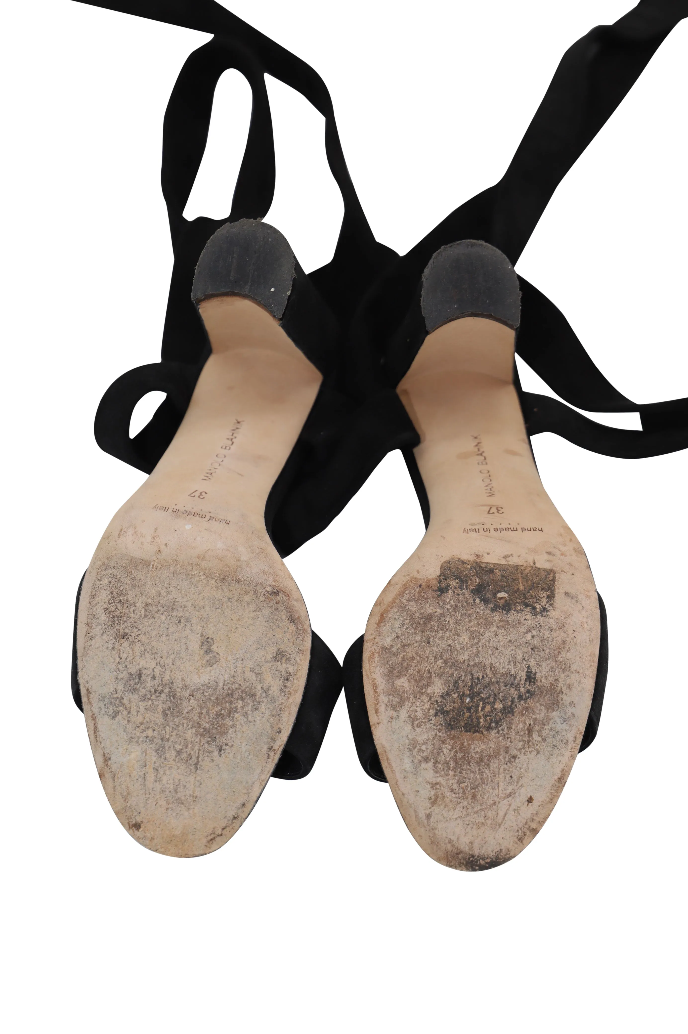 Manolo Blahnik Tondala Ankle Wrap Heels in Black Suede Shoes_Manolo-Blahnik