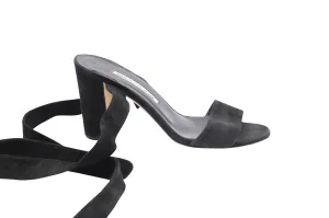 Manolo Blahnik Tondala Ankle Wrap Heels in Black Suede Shoes_Manolo-Blahnik