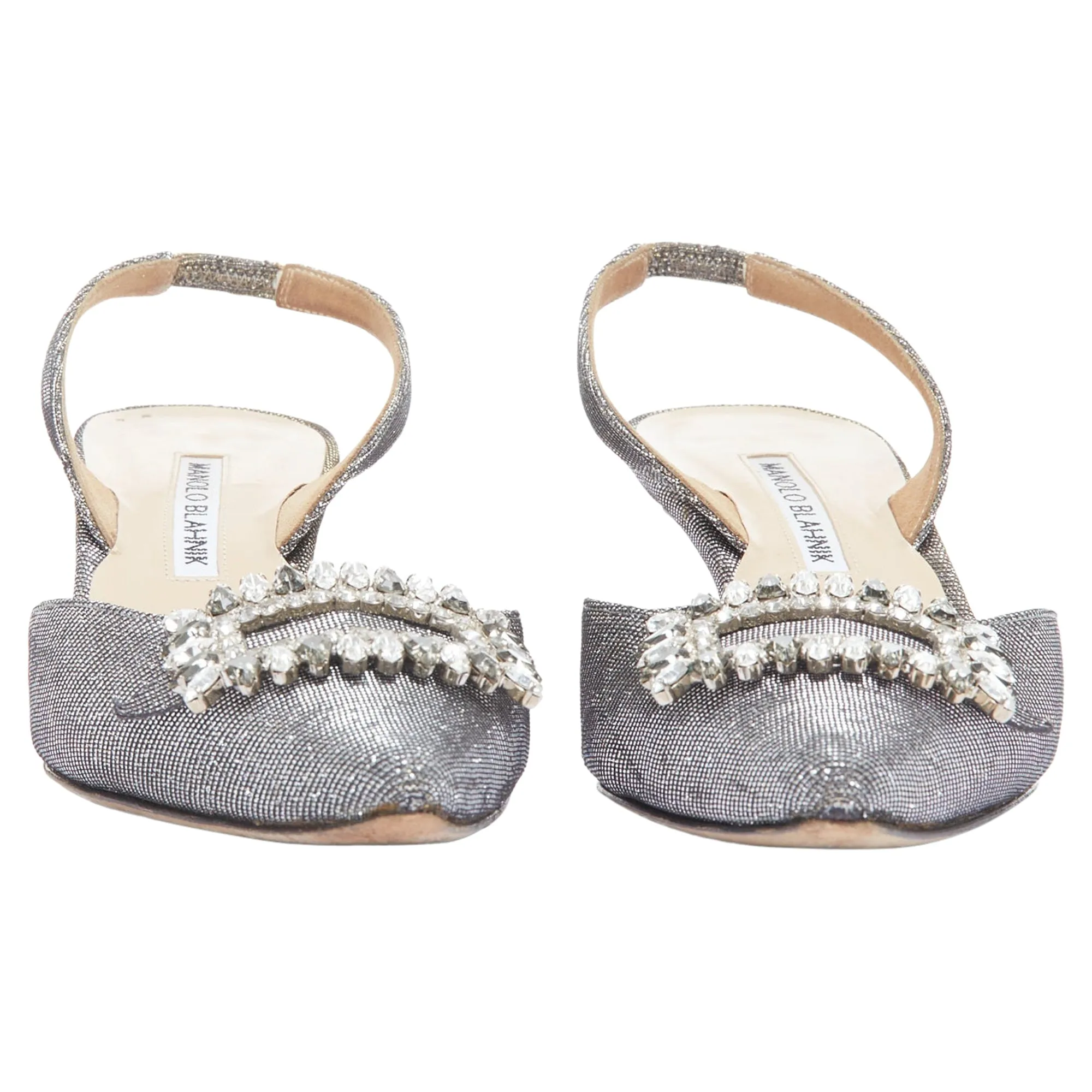 Manolo Blahnik Tonoslac metallic fabric buckle sling heels Shoes_Manolo-Blahnik