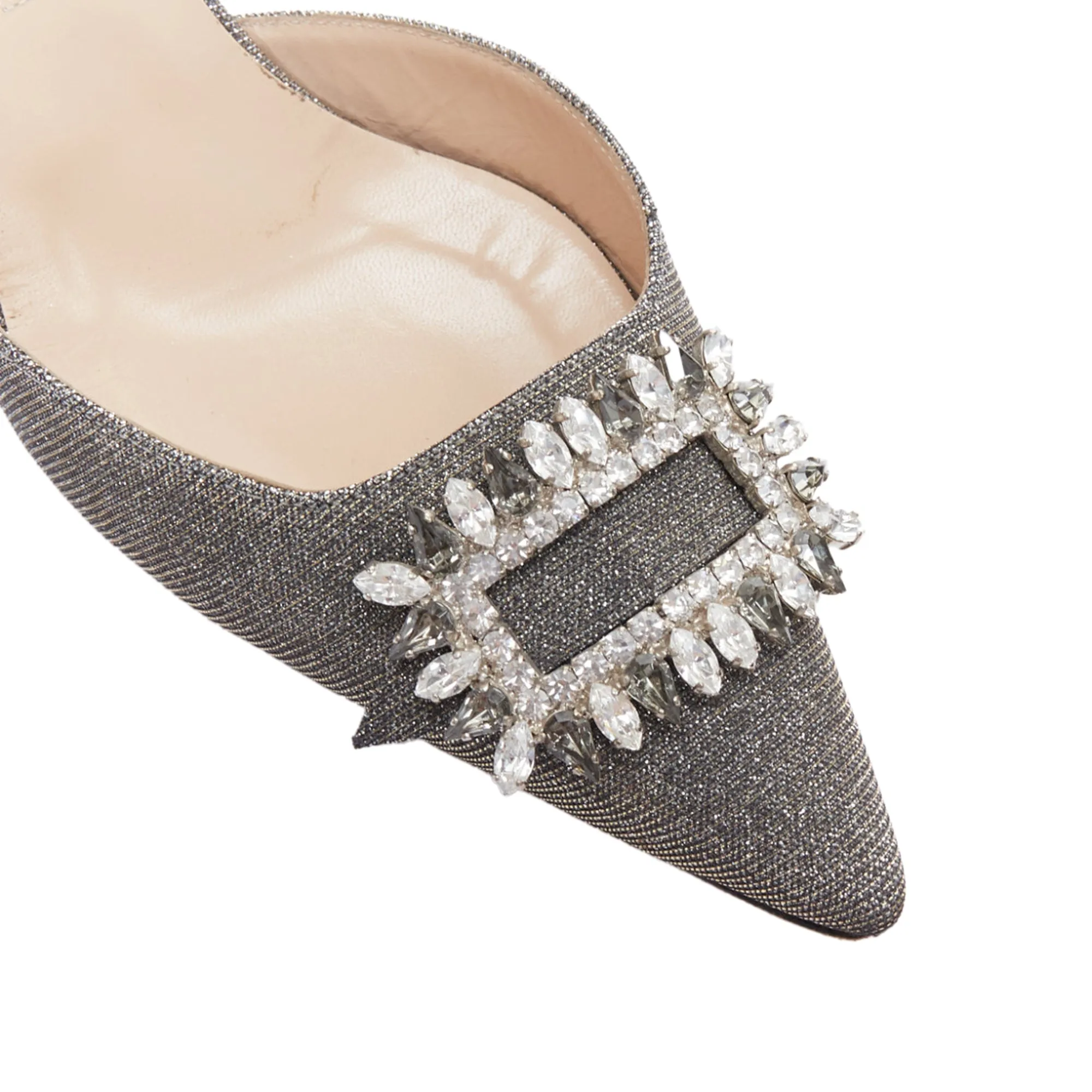 Manolo Blahnik Tonoslac metallic fabric buckle sling heels Shoes_Manolo-Blahnik