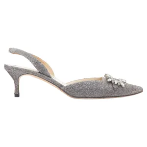 Manolo Blahnik Tonoslac metallic fabric buckle sling heels Shoes_Manolo-Blahnik
