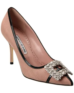 Manolo Blahnik Tuberian 90 Linen & Leather Pump Shoes_Manolo-Blahnik