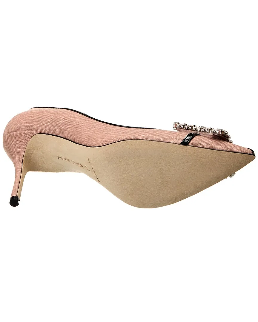 Manolo Blahnik Tuberian 90 Linen & Leather Pump Shoes_Manolo-Blahnik