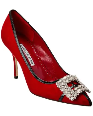 Manolo Blahnik Tuberian 90 Suede & Leather Pump Shoes_Manolo-Blahnik