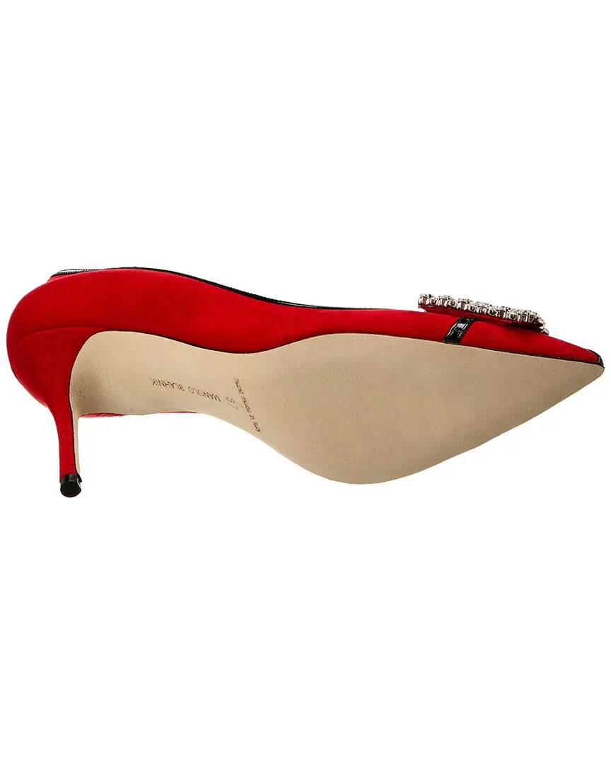 Manolo Blahnik Tuberian 90 Suede & Leather Pump Shoes_Manolo-Blahnik