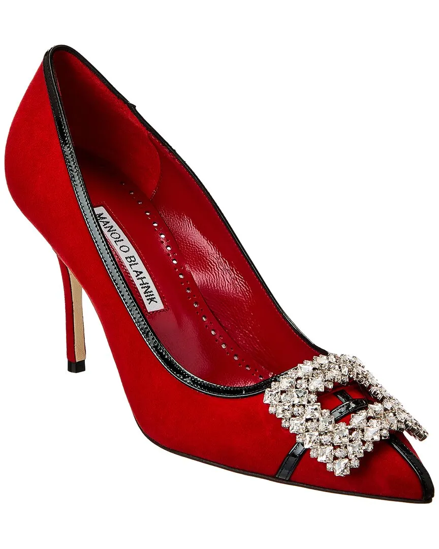 Manolo Blahnik Tuberian 90 Suede & Leather Pump Shoes_Manolo-Blahnik
