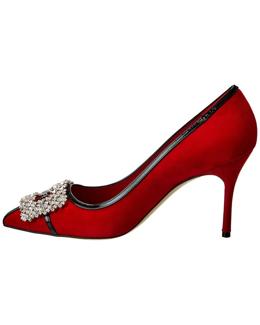 Manolo Blahnik Tuberian 90 Suede & Leather Pump Shoes_Manolo-Blahnik