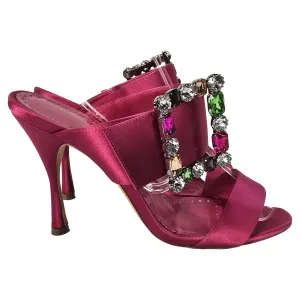 Manolo Blahnik Verda Embellished Slip-On Heeled Sandals in Pink Satin Shoes_Manolo-Blahnik