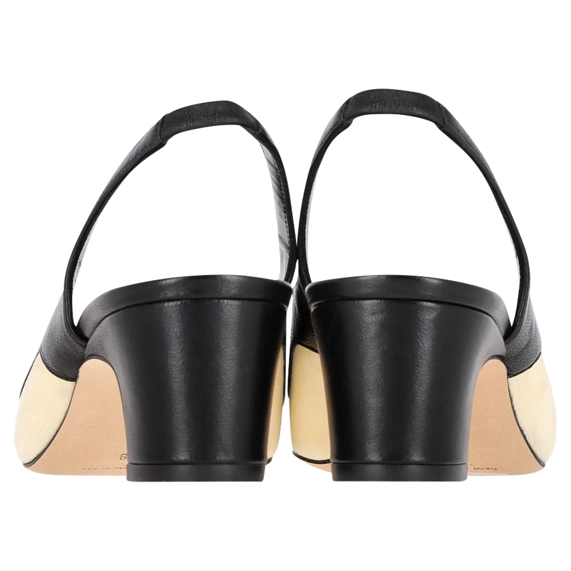 Manolo Blahnik Wave Detail Pointed Toe Slingback Pumps in Black and Cream Leather Shoes_Manolo-Blahnik