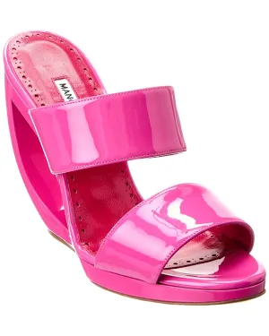 Manolo Blahnik Welli 105 Patent Wedge Sandal Shoes_Manolo-Blahnik