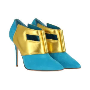 Manolo Blahnik Womens Blue/Gold Pump Shoes_Manolo-Blahnik
