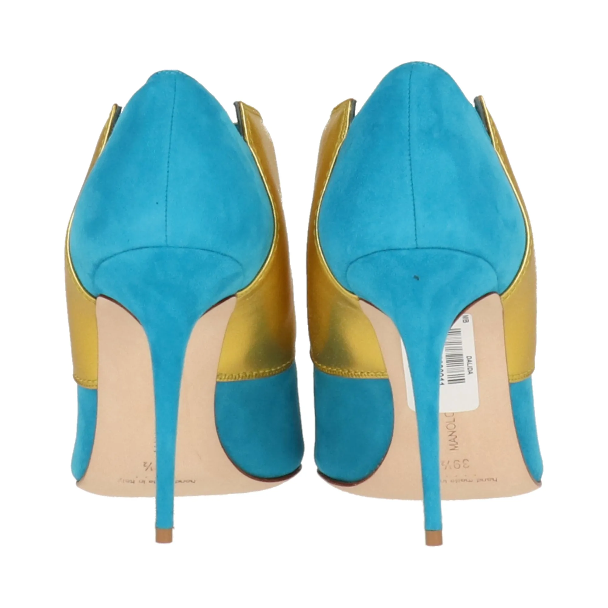 Manolo Blahnik Womens Blue/Gold Pump Shoes_Manolo-Blahnik