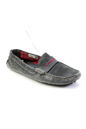 Manolo Blahnik Womens Slip On Square Toe Loafers Gray Suede Shoes_Manolo-Blahnik