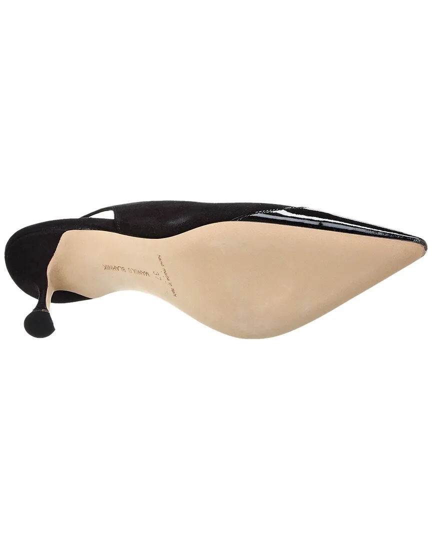 Manolo Blahnik Zaborus 70 Leather & Suede Slingback Pump Shoes_Manolo-Blahnik
