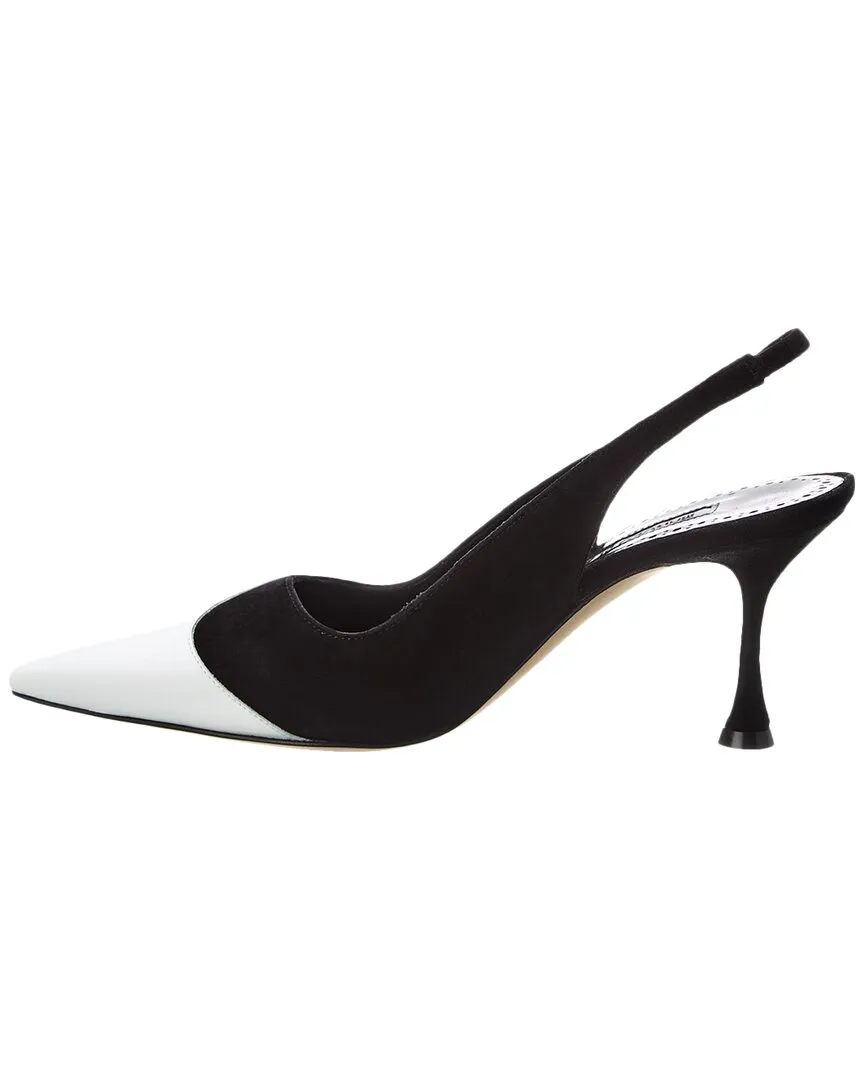 Manolo Blahnik Zaborus 70 Leather & Suede Slingback Pump Shoes_Manolo-Blahnik