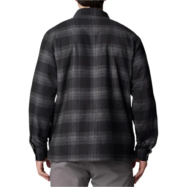 Men's Cornell Woods Fleece Lined Shirt Jacket Black Buffalo Tartan Columbia Clothing