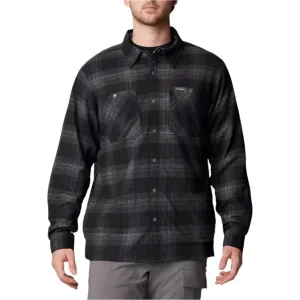 Men's Cornell Woods Fleece Lined Shirt Jacket Black Buffalo Tartan Columbia Clothing