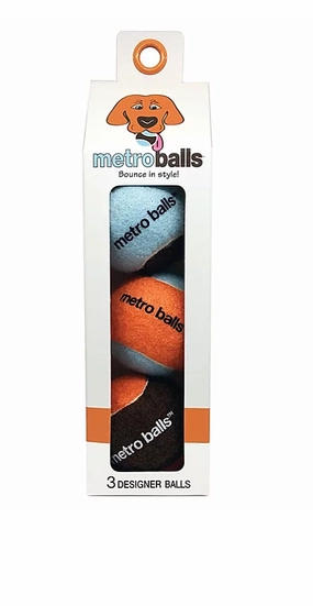 Metro Paws Metro Balls - Orange 3ct fetch toy,dog ball